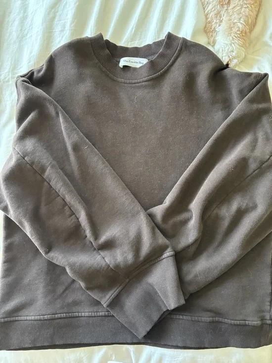 The Frankie Shop Brown Talia Ribbed-Neck Sweatshirt - Picture 3 of 3